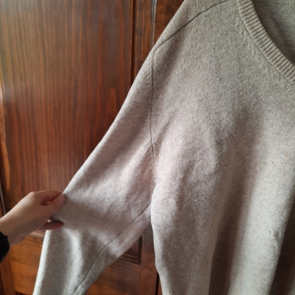 Vintage Hunt Club 100% Lambswool Light Tan V-neck Knit Grandpa Sweater Size XL - Picture 5 of 11